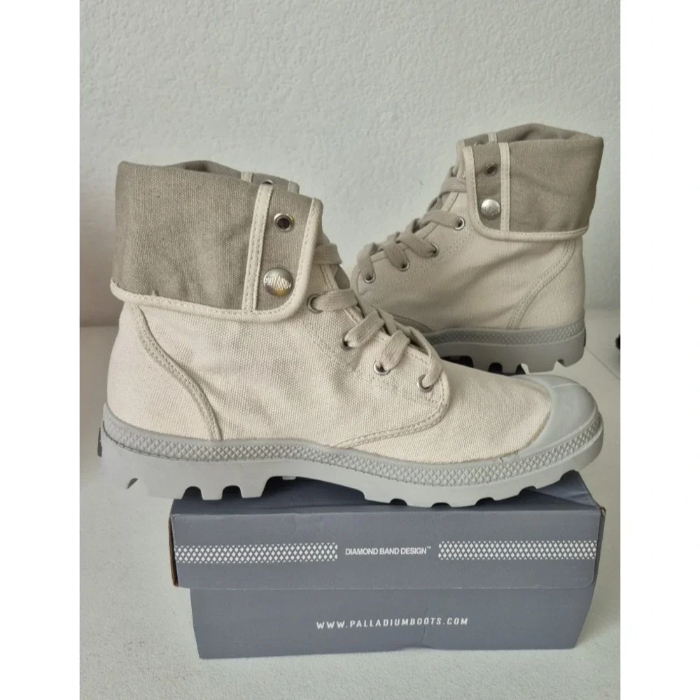 Palladium Boots‎ Mens 7 Medium Beige Vapor Metal Baggy Canvas Combat New in Box